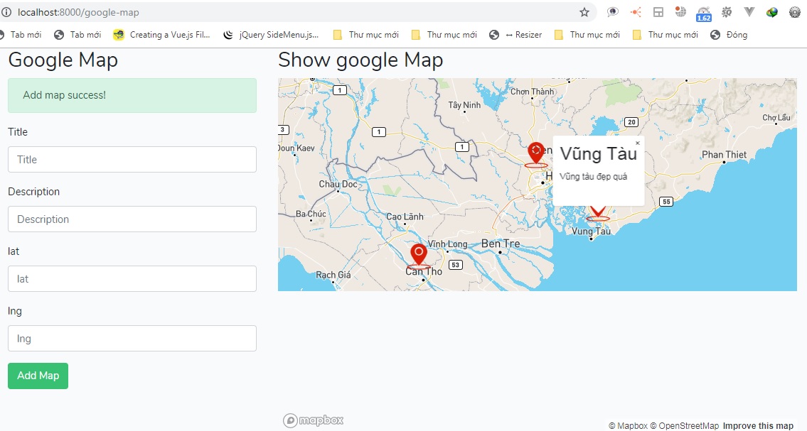 add marker to google map in laravel 5.8